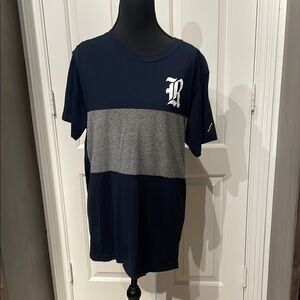 Rice University Color Block Blue and Gray Short Sleeve Tee (A)